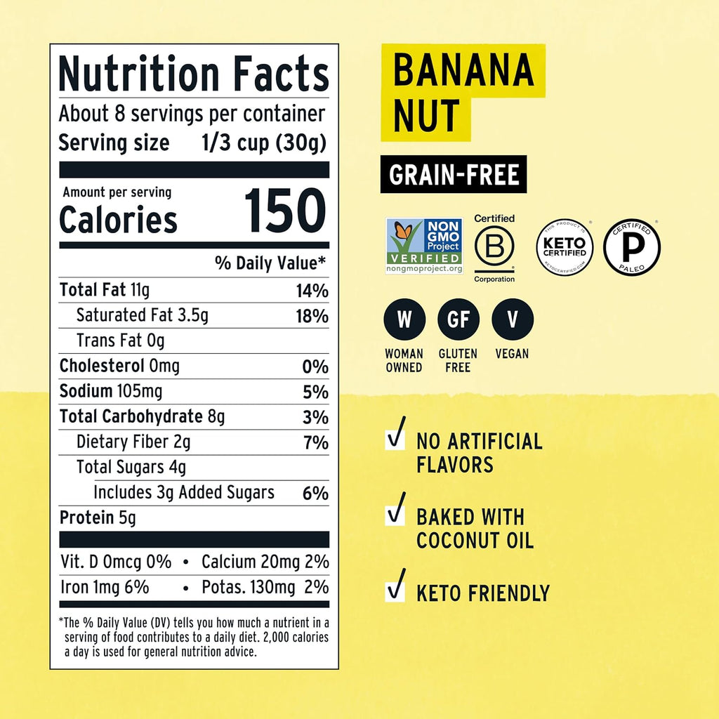 Purely Elizabeth Grain-Free Granola, Banana Nut Butter, Gluten-Free & Paleo, 6-Pack (8 oz)