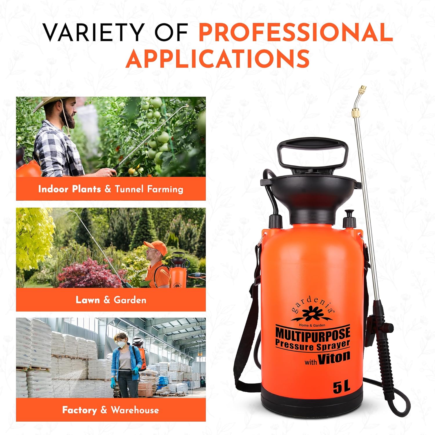 Pump Sprayer Upgraded Garden Sprayer with Viton Seals Telescopic Metal Lance, Premium Pumping Spray Bottle 5L-S with Spare Parts for Watering Plants Lawn Care & Home & Car Cleaning