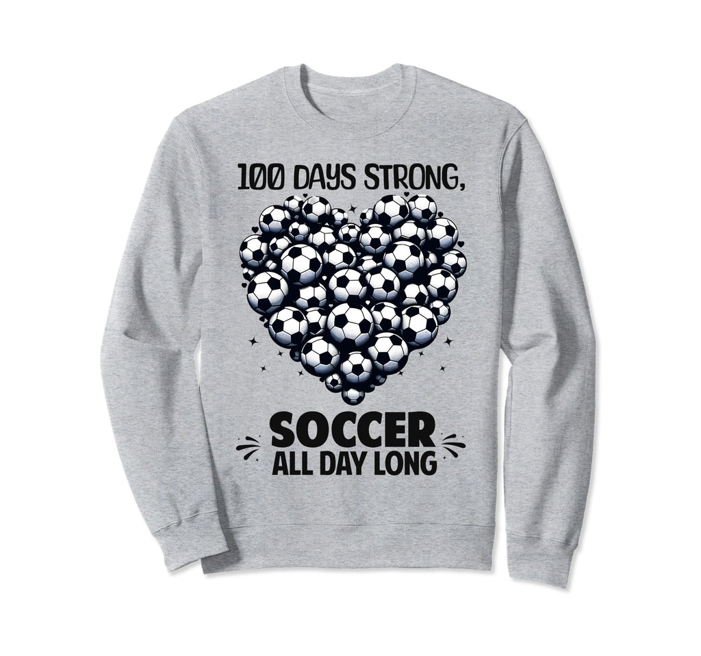 100 Days School Soccer Heart Love Sweatshirt - Aesthetic Graphic Men Women
