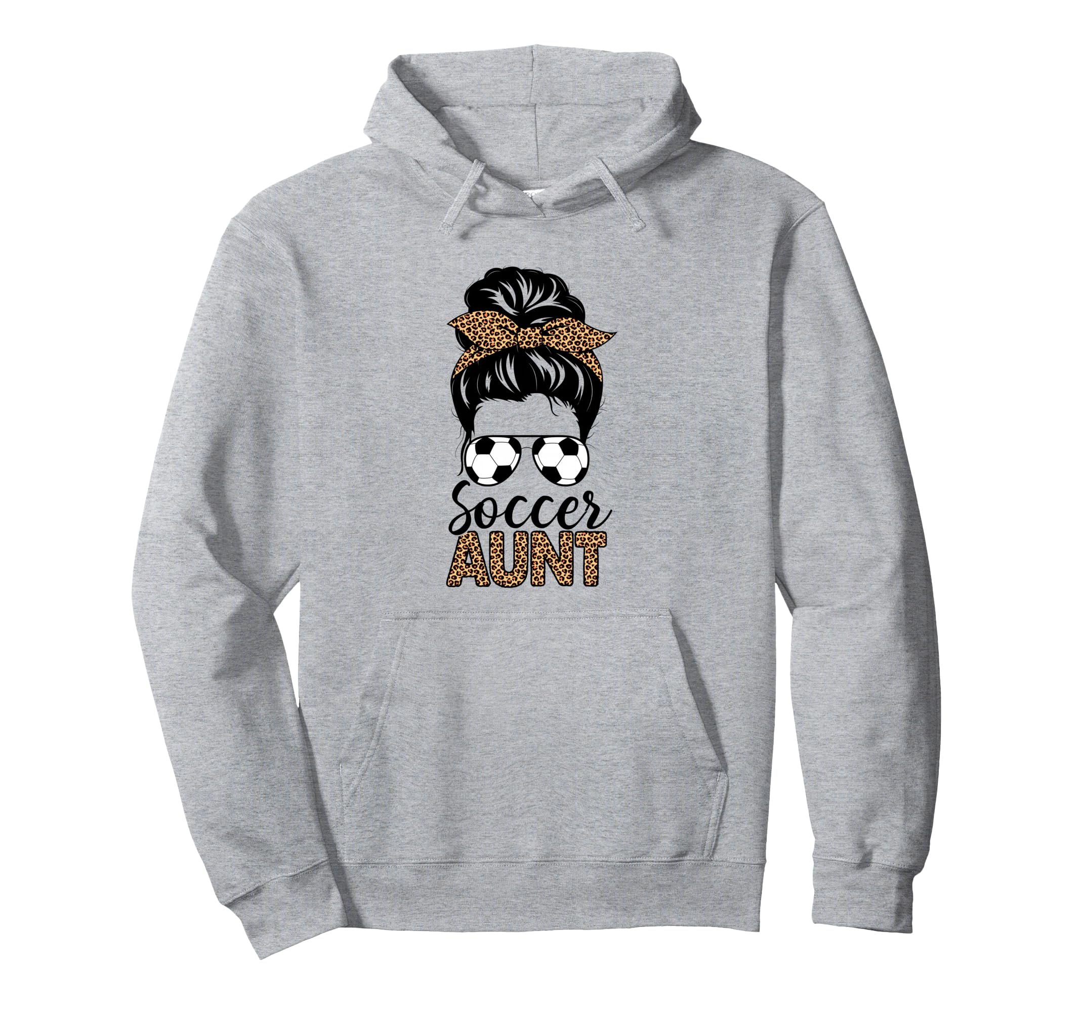 Soccer Aunt Life Messy Bun Leopard Hoodie - Custom Art Print for Adults