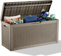 60 Gallon Resin Deck Box, Lockable Outdoor Storage Box for Patio Cushions Storage Furniture,Garden Tools, Pool Supplies, Weatherproof and UV Resistant (Grey Rattan)
