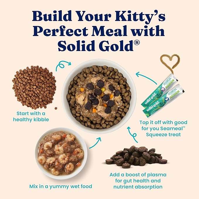 Solid Gold High Protein Dry Cat Food - Grain Free & Gluten Free Chicken Cat Dry Food w/Probiotics for Gut Health & Digestion - High Fiber & Omega 3 - Low Carb Superfood Kibble for Cats All Ages -12LB