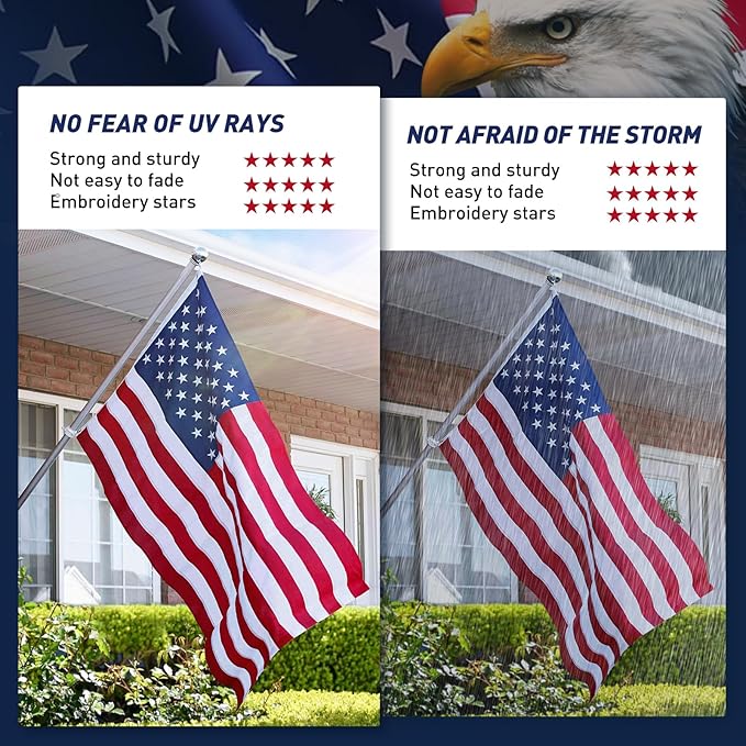 American Flag 10x15 FT, US Flags with Embroidered Stars Sewn Stripes Brass Grommets, Vivid Color, All Weather United States Flag, Polyester USA Flag for Outdoors Indoors (10x15 Foot)