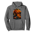 Halloween Scary Pumpkin Showing Hoodie - Minimalist Print for Adults