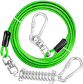Jenico Dog Tie Out Cable - 10/15/20/30/40/50/70/100/150FT Runner Cable with Swivel Hook and Shock Spring, Outdoor and Camping Dog Leash Run Tether for Small to Medium Pets Up to 500 LBS