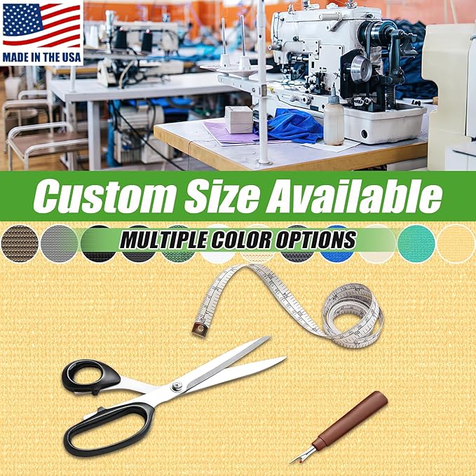 Outdoor 90% Sun Shade Cloth with Grommets, 11 X 13 FT Pergola Shade Cover for Garden Patio Carport Kennel Swimming Pool, Sand (We Make Custom Size)
