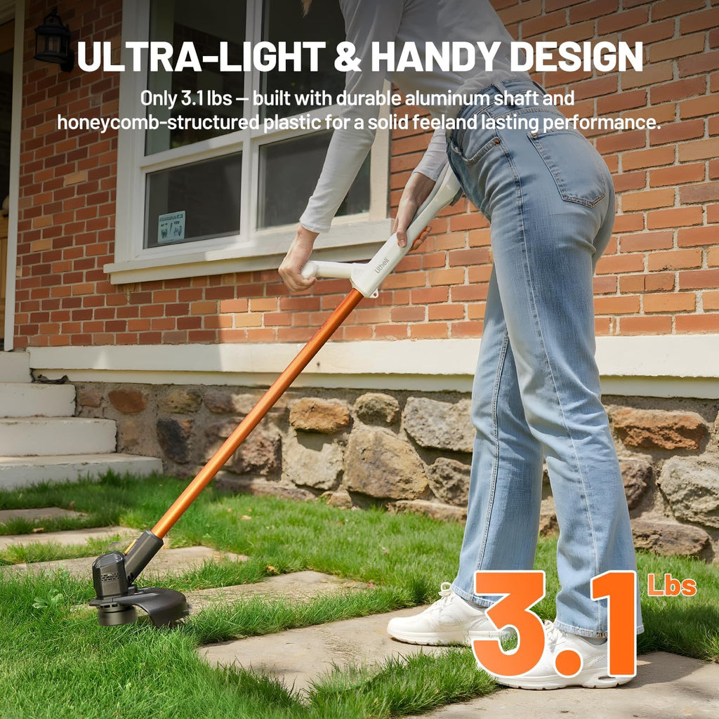Litheli Cordless Weed Wacker 12 Inch, U20 Handy+ 20V String Trimmer & Weed Eater with 2.0Ah Battery, Grass Trimmer Tools for Garden, Yard and Farm