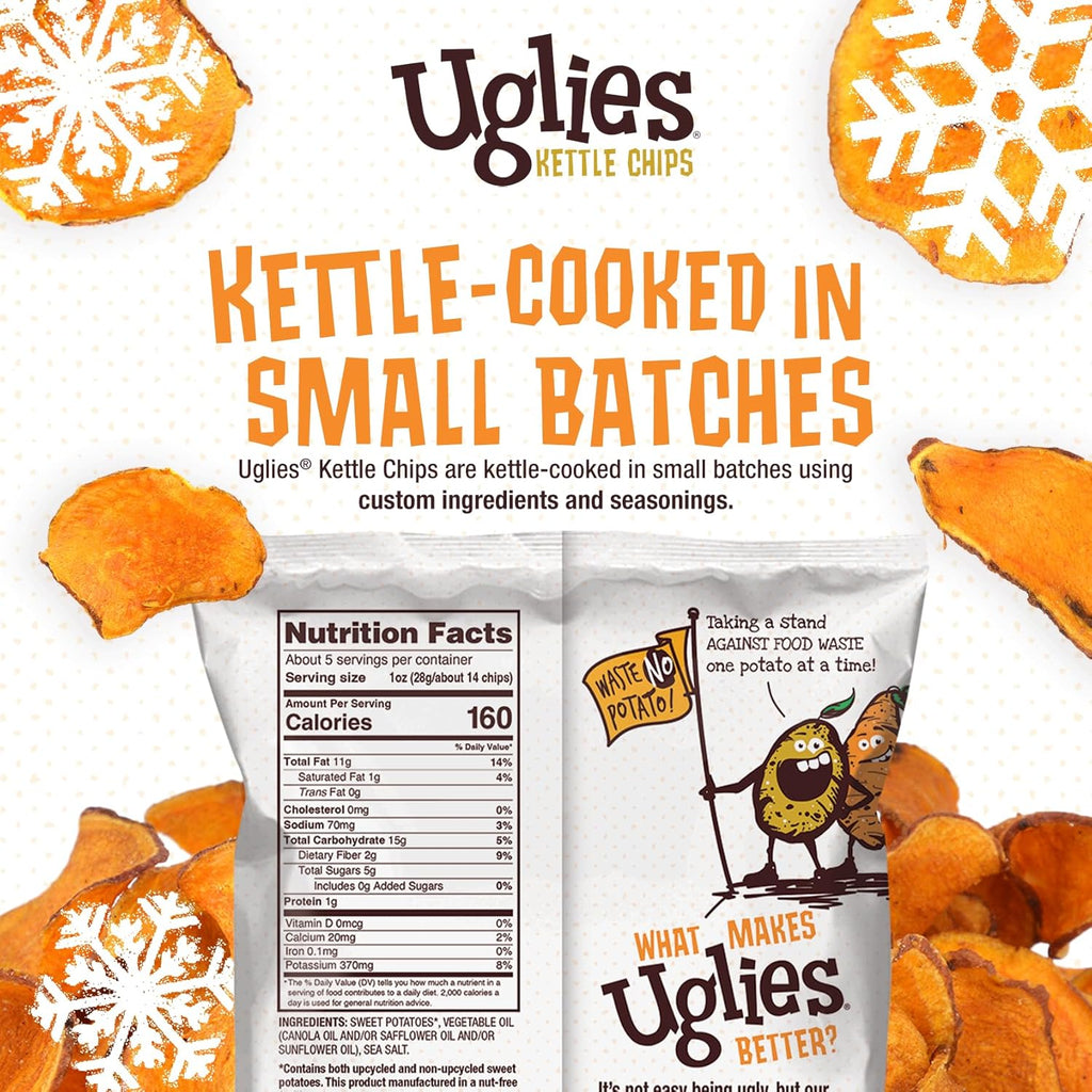 Uglies Sweet Potato Chips, Sea Salt, 5.5 oz, Pack of 12