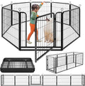 Dog Playpen Outdoor Extra Wide 8 Panels Heavy Duty Dog Fence 32" Height Anti-Rust with Doors Portable for RV Camping Yard, Total 21FT, 35 Sq.ft, Snowy Black
