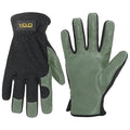 HLDD HANDLANDY Garden Gloves Men, Leather Utility Work Gloves for Gardening, Yardwork, Construction, Mechanics with Reinforced Palm, Green L
