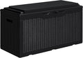 Greesum 100 Gallon Resin Deck Box Large Outdoor Storage with Cushions for Patio Furniture, Garden Tools, Pool Supplies, Weatherproof and UV Resistant, Lockable, Black