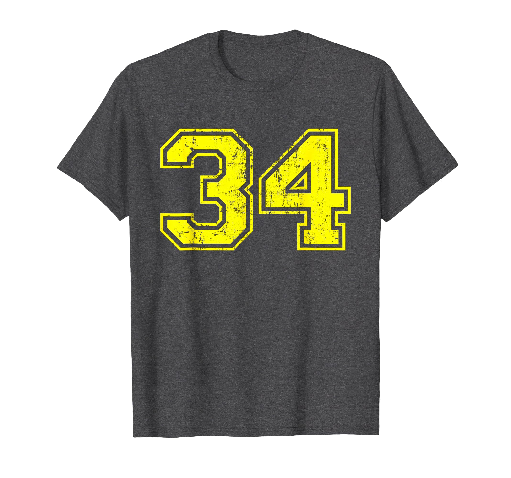 Number 34 Varsity Distressed Sport Team T-Shirt - Custom Art Print Unisex