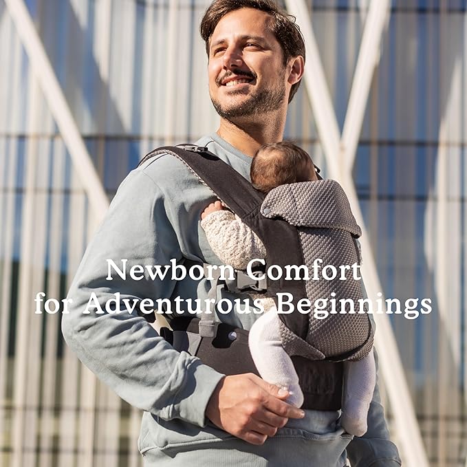 Beco Gemini Baby Carrier from Newborn to Toddler - Certified Ergonomic Newborn Baby Carrier for Infants and Children of 7-35 lbs - M Shape, Adjustable Seat, Breathable 3D Mesh (Cool Black)
