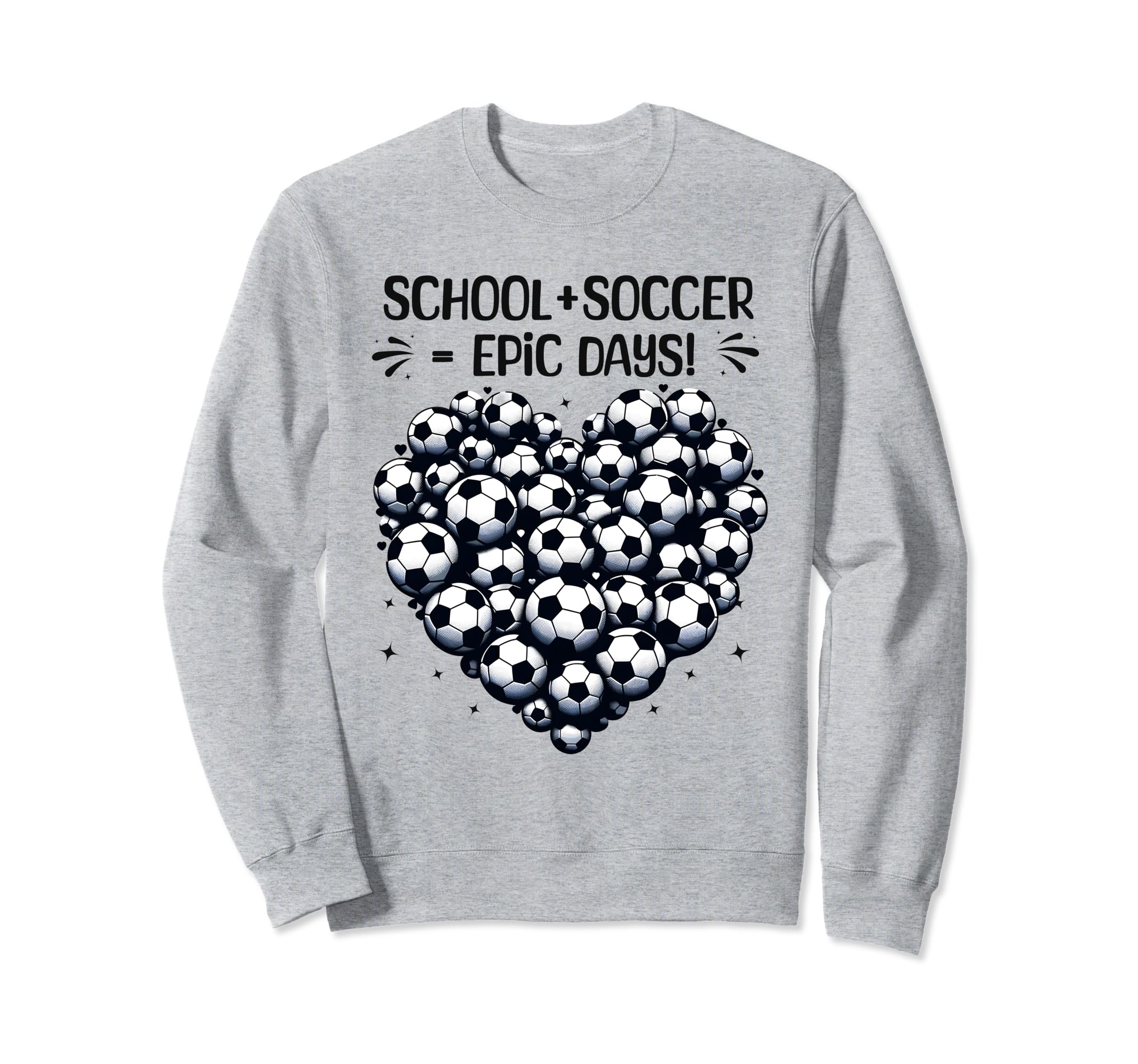 100 Days School Soccer Heart Sweatshirt - Casual Everyday Wear for Adults