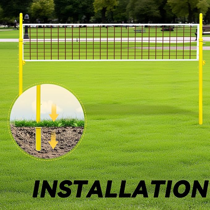 Volleyball Poles,Portable Outdoor Volleyball Net Set, Badminton/Volleyball Post, Adjustable Volleyball Net Poles for Outdoor Grass Backyard School Indoor