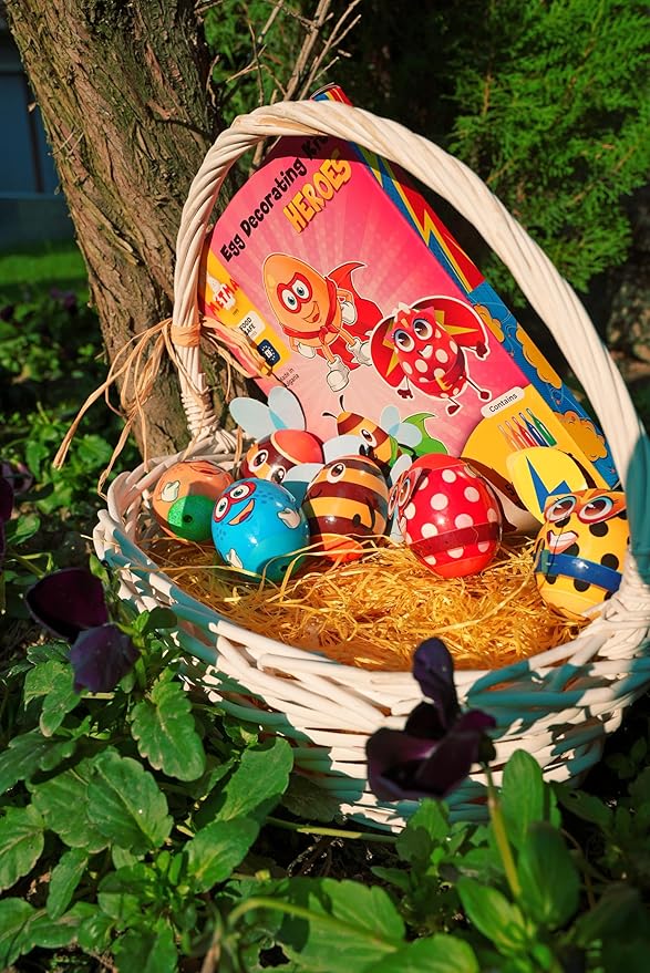 METMA 1999 Egg Decorating Kit Heroes - Complete Decorative Eggs Set with Liquid Dyes, Stickers, Egg Spinner, and More - Fun Easter Egg Dye Kit Arts and Crafts for Kids