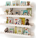 Nursery Book Shelves, 4-Pack White Floating Shelves for Wall Kids, Scalloped Shelves, Wall Book Shelves for Bedroom Kids, Toddler Room, Baby Room, Nursery Decor