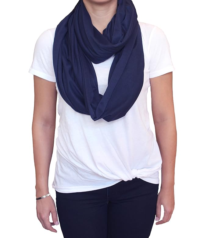 LK Baby Infinity Nursing Scarf Breastfeeding Cover Ultra Soft Premium Jersey Polyester (2pk black/navy)