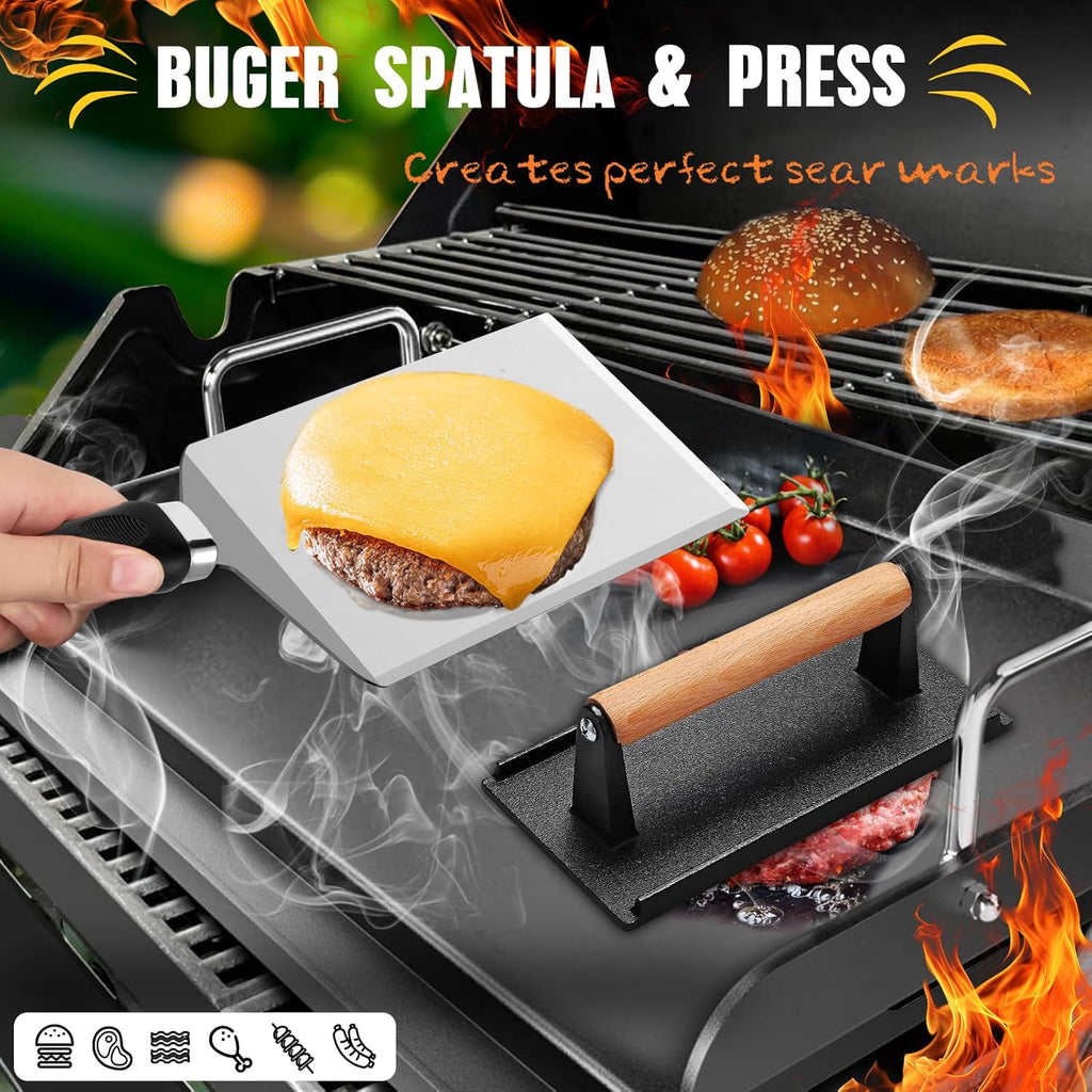 33PCS Griddle Accessories Kit for Blackstone, Flat Top Grill Accessories Tools with Cooling Rack, Melting Dome and Burger Press, Professional Hibachi Spatula Gift Set for Outdoor Teppanyaki BBQ