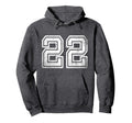Distressed Number 22 Sport White Hoodie - Unique Graphic for Adults