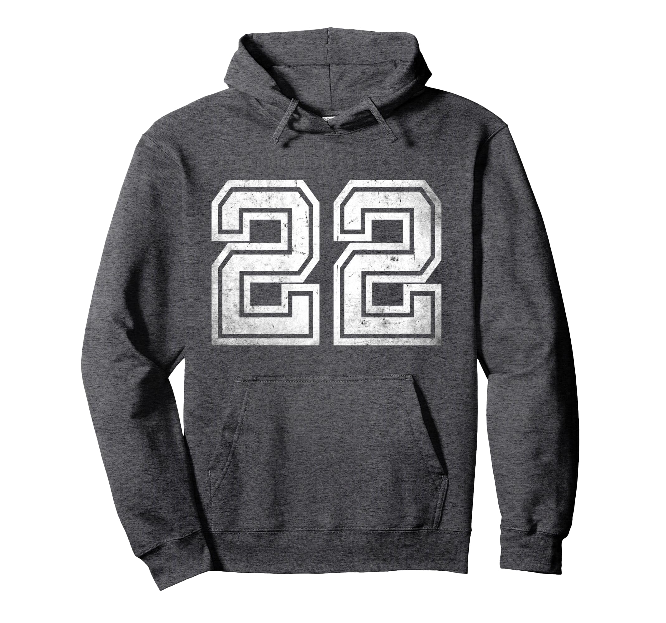 Distressed Number 22 Sport White Hoodie - Unique Graphic for Adults