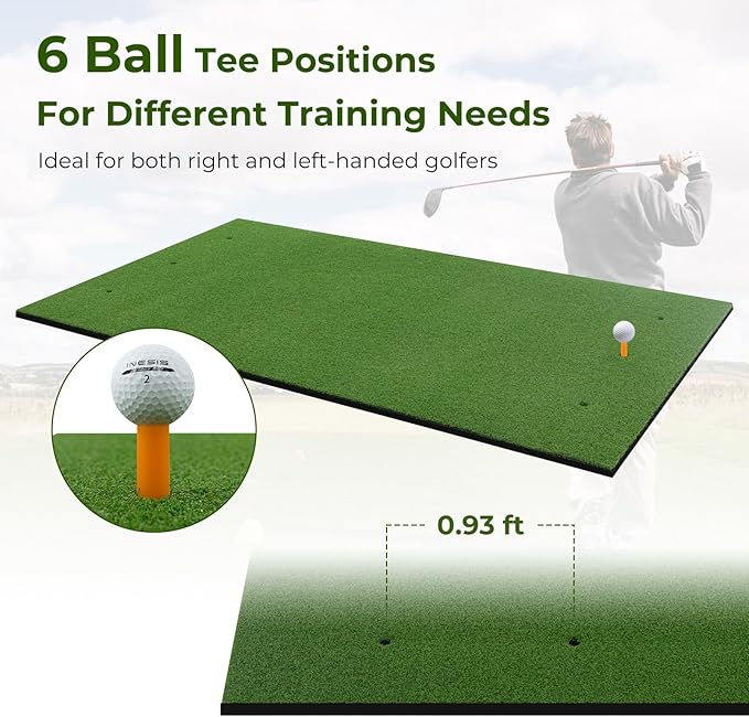 Tangkula Golf Hitting Mat, Artificial Turf Mat for Indoor/Outdoor Golf Practice Includes 2 Rubber Tees & 2 Alignment Sticks, Golf Training Mat for Home Backyard Garage