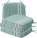 Round Corner Seat Cushions, 17" x 16" x 2", Set of 4, Indoor Outdoor Water Repellent Universal Chair Pads with Ties for Patio Furniture, Garden Deck Dining Chairs, Aqua Stripe