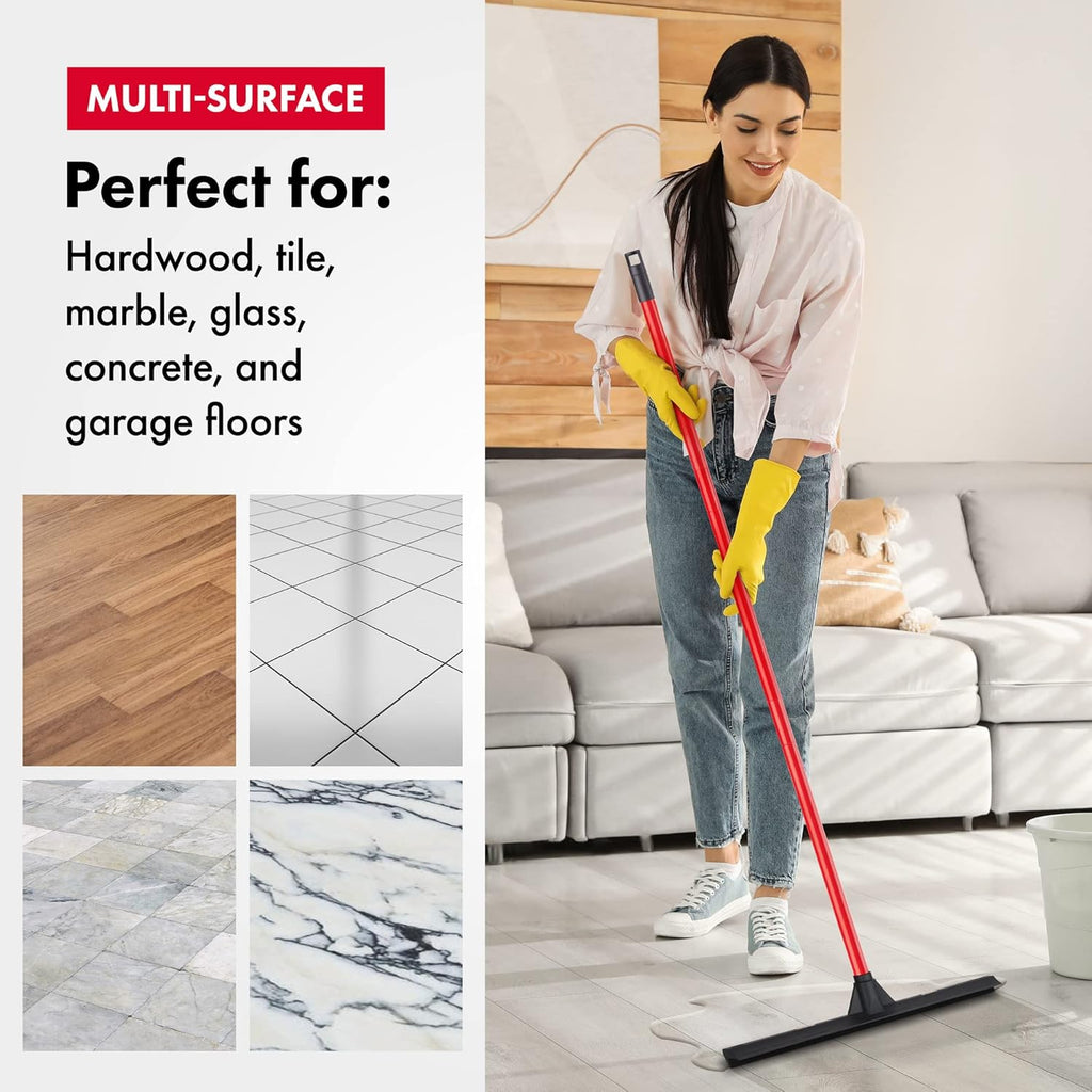 Tyroler Rubber Floor Squeegee 17" Floor Squeegee Heavy Duty, Deck Squeegee Outdoor for Floors with 55" 4 Part Handle, Perfect Outdoor Squeegee for Patio, Tiles, Marble, Garage, Shower, Window