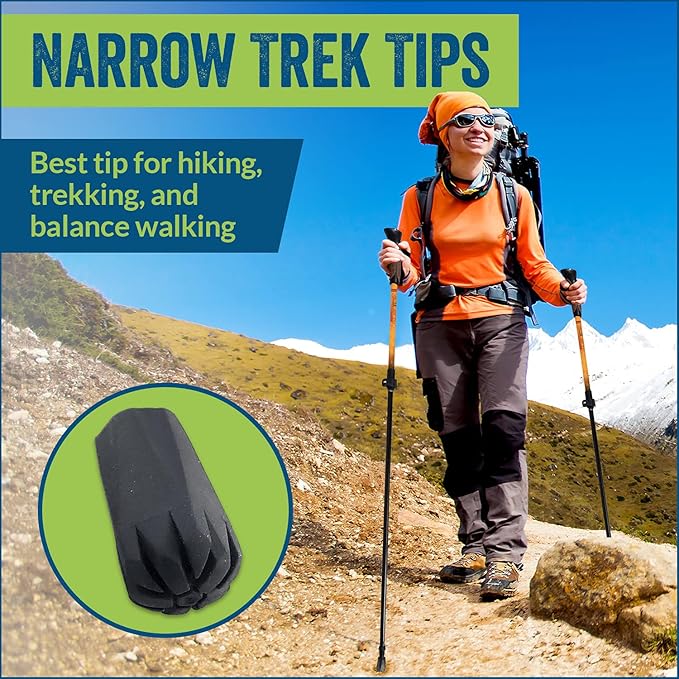 4 Pack of Extra Durable Rubber Replacement Tips (Replacement Feet/Paws/Ferrules/Caps) for Trekking Poles - Fits All Standard Hiking and Nordic Walking Poles