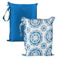 Tiny Twinkle Mess-Proof Waterproof Wet Dry Bag | 2-Pack Reusable Wet Bags for Swimsuits & Baby Clothes | Leakproof Wet Bag for Travel & Diaper Changes for Baby (Blue Tie Dye)