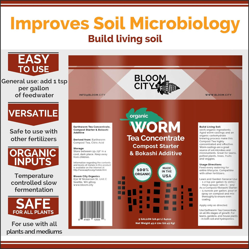 Bloom City Organic Worm Tea Concentrate and Compost and Bokashi Booster, 1/2 Pint (8 oz)