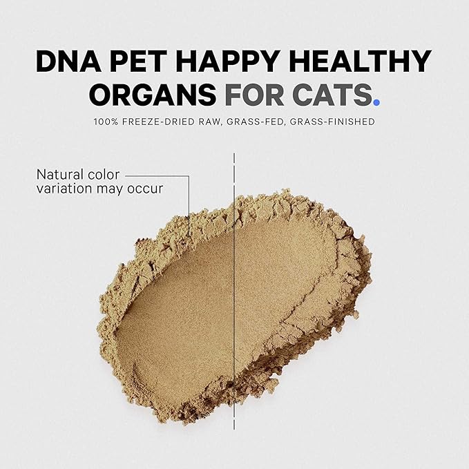 Happy Healthy Organs & Glands Supplement For Cats, Freeze-Dried Raw Bovine Liver Grass-Fed Bone Marrow Heart Kidney Pancreas, Bovine Thymus Iron Multi Organ Powder, Joints Cat Vitamins 1.48 oz