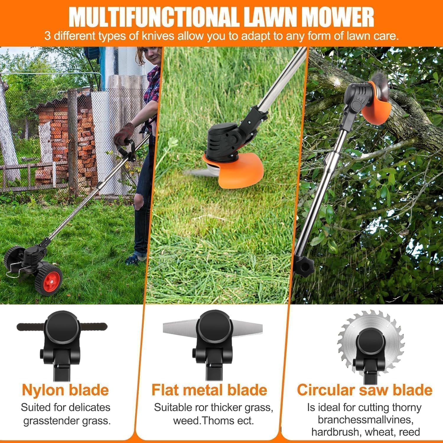 Cordless Weed Wacker Battery Powered Electric 21V 4.0Ah,Weed Wacker Battery Operated Grass Trimmer/Brush Cutter/String Trimmer/Lawn Edger, Weeder Tool for Lawn Garden Pruning/Trimming