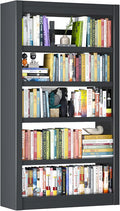 Bookshelf, 5-Tier Sturdy Bookcase, Adjustable Book Shelf, Large Capacity per Shelf, Modern Book Shelf for Living Room, Home Office, Garage, Perfect for Home Organization & Small Space Living