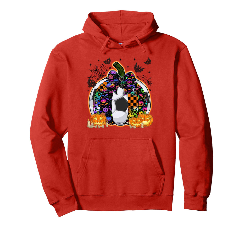 Pumpkin Soccer Bow Happy Halloween Hoodie - Fun Novelty Design Unisex