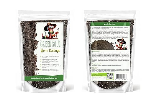 Organic Worm Castings Earthworm Castings Fertilizer for Nutrient-Rich Soil and Healthy Plant Growth (5 QUARTS)