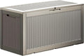 100 Gallon Lockable Resin Deck Box, Waterproof & UV-Resistant Outdoor Storage Box for Outdoor Cushion Storage, Garden Tools & Pool Accessories Storage, Gray