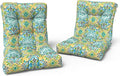 LVTXIII Outdoor Tufted Low Back Cushions, Solid Fluffy Seat and Back Chair Cushion with Ties, Patio Replacement Rocking Chair Cushion for Outdoor Furniture Use, 21 W x 21D, 2 Pack, Damask Green