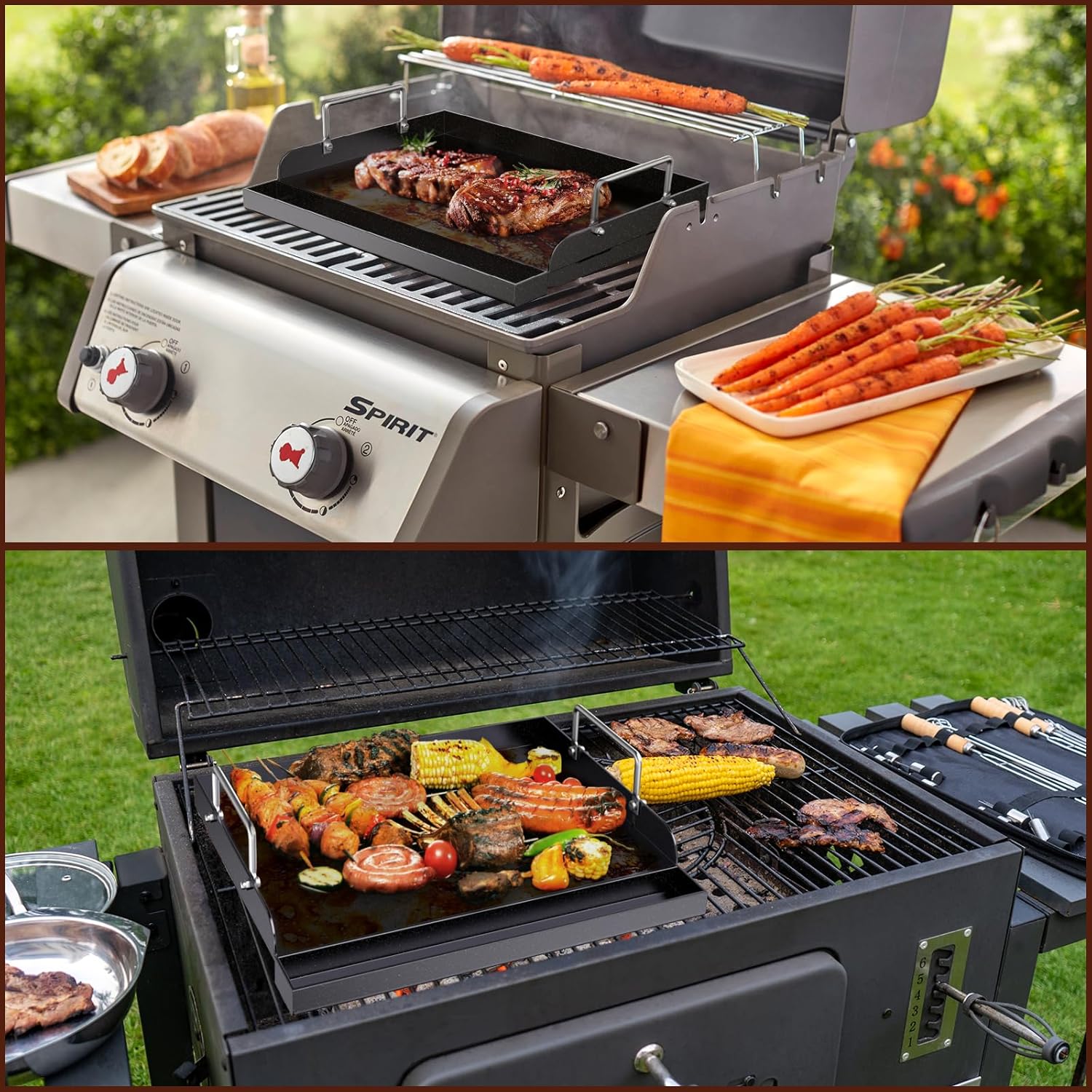 Cast Iron Griddle for Gas Grill, Nanoceramic Nonstick Flat Top Griddle Insert for Outdoor Gas Grill