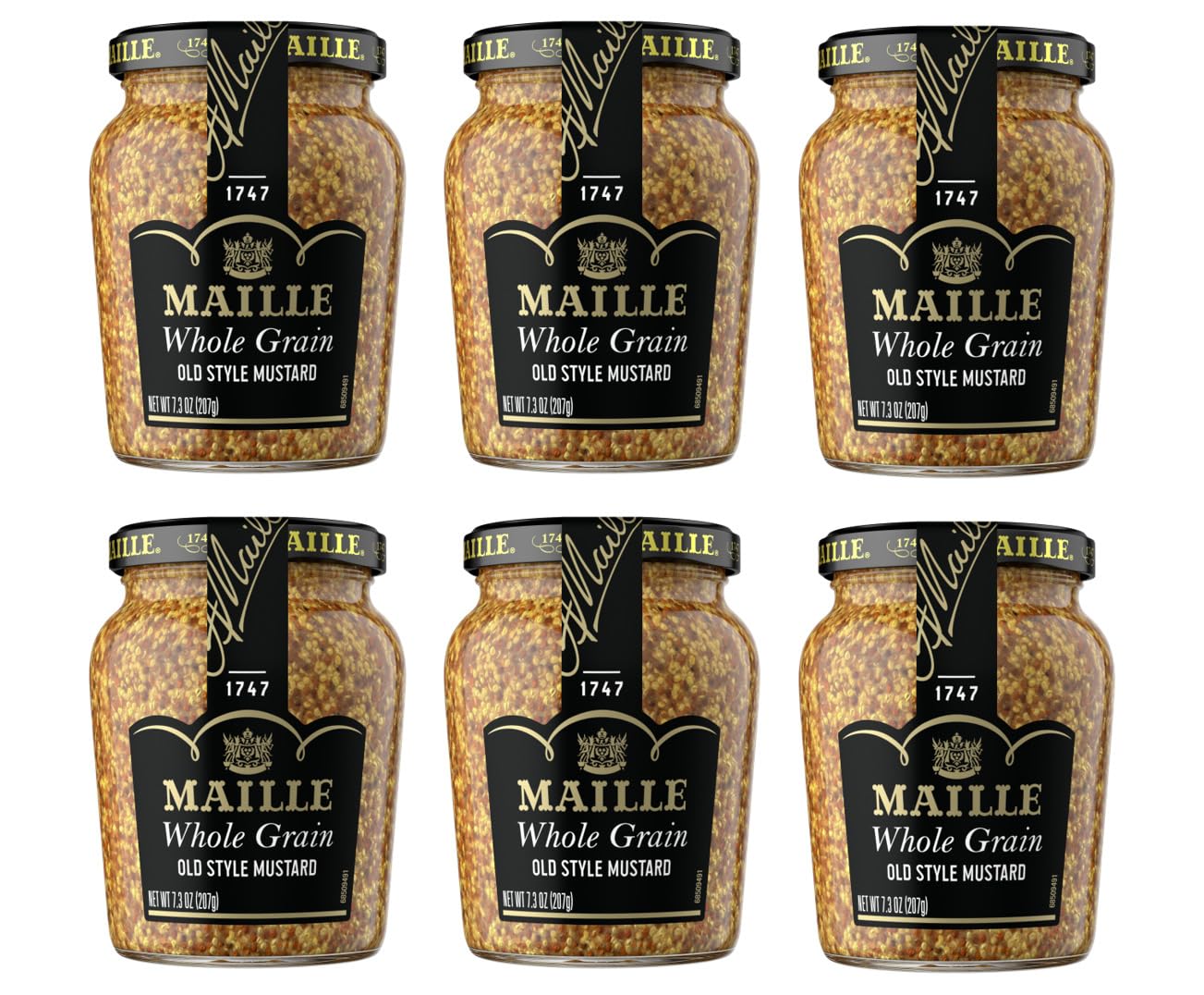 Maille Old Style - Whole Grain Dijon Mustard (Pack of 6, 7.3 Oz)