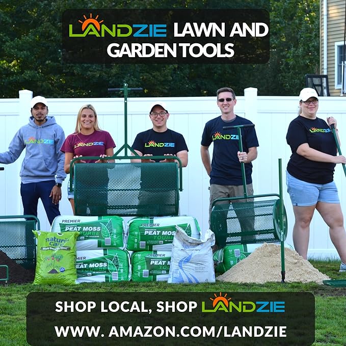 LANDZIE Lawn and Garden Spreaders - 60 x 20 Inch Tow-Behind Compost and Peat Moss Spreader for Large Lawns Commercial Landscaping - Effortlessly Spread Perfect Layer of Topdressing - Large Lawn Care
