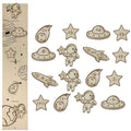 Wooden Markers for Growth Chart Height Ruler Kids Height Measurement, Space Themed Shapes.