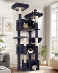 Globlazer Sturdy Cat Tree for Large Cats, 77 inch Large Cat Climbing Tower for Indoor Adult Cats, Cat Scratching Tower with 5 Scratching Posts, 3 Cat Condos, 2 Top Perches, S77, Dark Grey