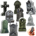 Kathfly 9 Pieces Halloween Miniature Tombstones Mini Village Tombstones Halloween Figurines Miniature Spooky Town for DIY Crafts Outdoor Home Garden Decor