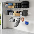 FLEXIMOUNTS 2-Pack 2x6ft Garage Shelving with Hooks, 24-inch-by-72-inch Wall Shelf Garage Storage Racks Floating Shelves, White