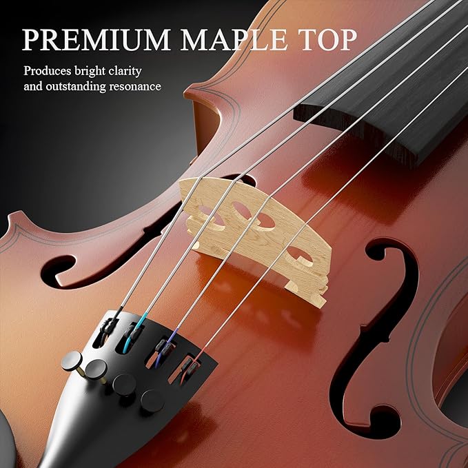1/2 Beginner Violin Kit for Kids,Complete Violin Set with Case, Bow, Rosin,Natural