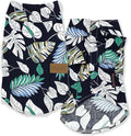 Parisian Pet Palm Leaves Dog Shirt - 100%Cotton Dog Summer Clothes - Stylish Dog Beach Oufit - Hook and Loop Closure Dog Costume - Machine Washable Dog Shirts for Small Dogs - L