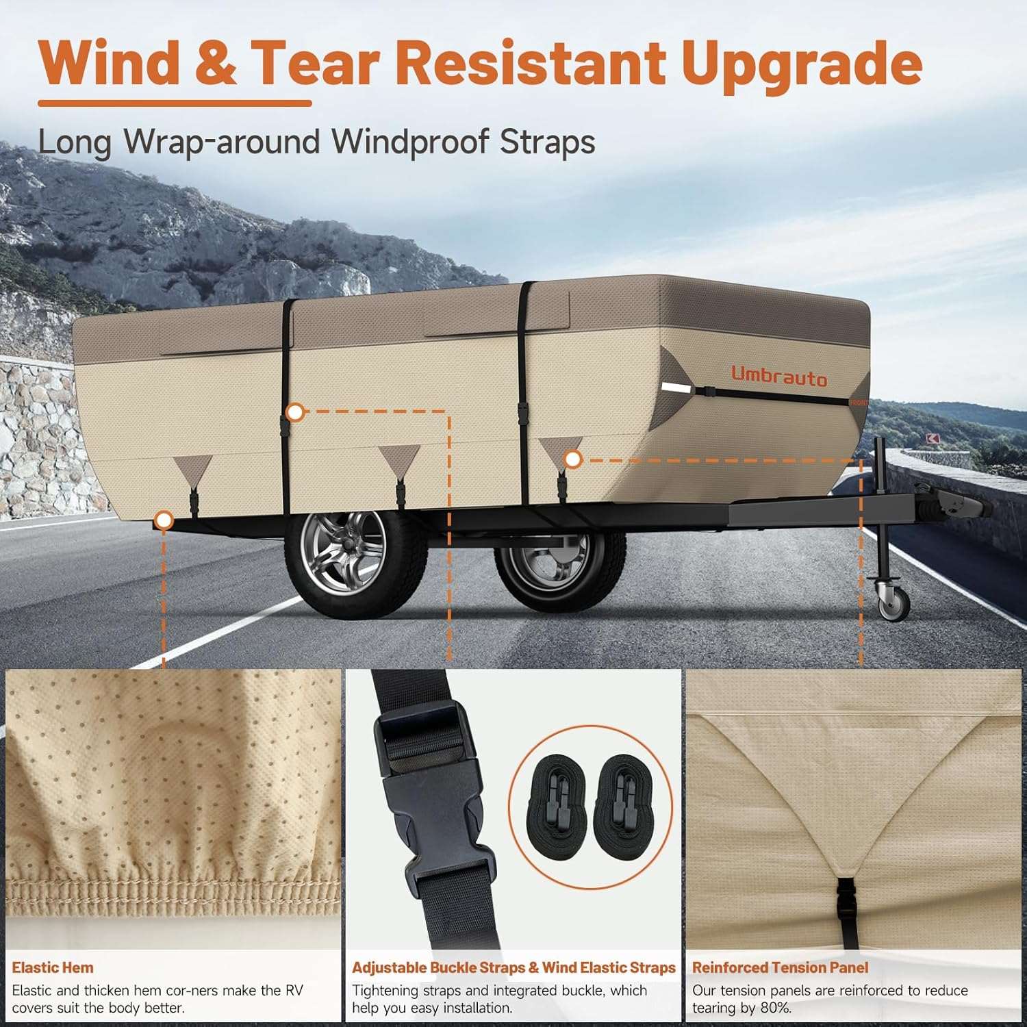 Umbrauto Pop Up Folding Camper Cover Upgraded 7 Layers Top 3 Layers Side,Khaki