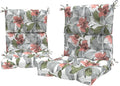 LVTXIII Outdoor Seat/Back Chair Cushion Patio Tufted High Back Cushion, Seasonal Replacement Rocking Chair Cushion with Ties (22” W x 20D”, Set of 2, Clemens Noir Pink)