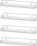 IEEK 4 PCS Floating Invisible Kids Bookshelf Wall Mounted Nail Polish Rack,Clear Acrylic Picture Ledge Vinyl Record Display Shelf Nail Polish Holder with Removable Anti-Slip End Inserts,15 inch